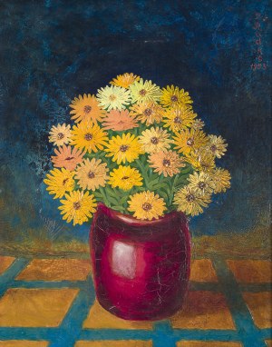Zenon Radke (1921 - 1985), Margaretki w wazonie, 1983