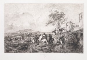 William Unger (1837 Hanower-1932 Innsbruck), Scena z końmi przy wodopoju