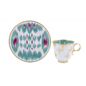 Zestaw 2 filiżanek ze spodkami do kawy „Voyage en Ikat Hermès, Paryż