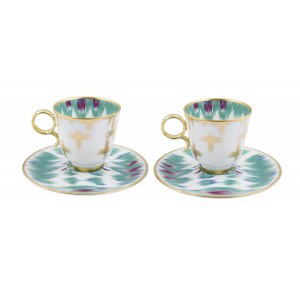 Set of 2 coffee cups with saucers Voyage en Ikat Hermès, Paris