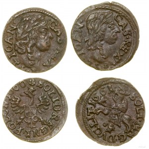 Poľsko, partia 2 x medený šiling, 1660 (koruna), 1661 (litovský), Ujazdów
