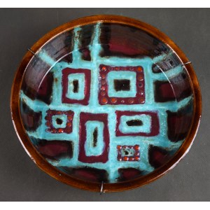 Platter with sticker from Cepelia, signed K.K. 1970s.