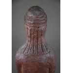 Ceramic sculpture Woman with flowers, Poland, 1960s. Signed