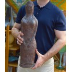 Ceramic sculpture Woman with flowers, Poland, 1960s. Signed