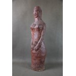 Ceramic sculpture Woman with flowers, Poland, 1960s. Signed