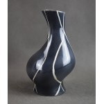 Black striped vase, Pruszkow, 1960s.