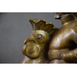 Wladyslaw ADAMIAK (1902-1980), Twardowski on a Rooster, Bronze, 1930s. Unique!
