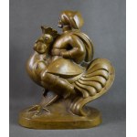 Wladyslaw ADAMIAK (1902-1980), Twardowski on a Rooster, Bronze, 1930s. Unique!