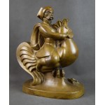 Wladyslaw ADAMIAK (1902-1980), Twardowski on a Rooster, Bronze, 1930s. Unique!