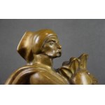 Wladyslaw ADAMIAK (1902-1980), Twardowski on a Rooster, Bronze, 1930s. Unique!