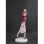 Figurka Golfistka, Katzhutte, Niemcy, lata 30-te. Art Deco