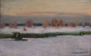 Mieczysław Filipkiewicz (1891-1951), Pejzaż zimowy z rzeką