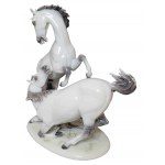 Huge porcelain figure of a group of horses by H. Meisel