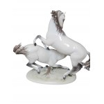 Huge porcelain figure of a group of horses by H. Meisel