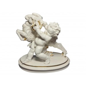 Porcelain figure Putto with ram by Karl Tutter, around 1930/35