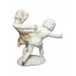 Vintage Heutschenreuter Cherub 2 Angels Boys Playing White Glaze Porcelain