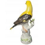 MEISSEN Bird on a branch Polychrome porcelain sculpture