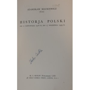 MACKIEWICZ Stanisław (Cat), (Wyd. 1). Historja Polski. Od 11 listopada 1918 r. do 17 września 1939 r.
