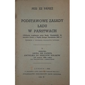 Papież Pius XII - Podstawowe zasady ładu w państwach [LONDYN 1943]