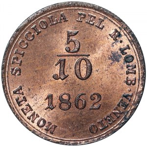 Austria, Franz Joseph I, 5/10 Soldo 1862, Kremnitz