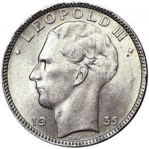 Belgium, Leopold III, 20 Francs 1935, Brussels
