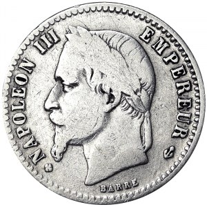 France, Napoleon III, 50 Centimes 1867, BB Strasbourg