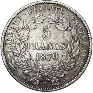 France, 5 Francs 1870, A Paris