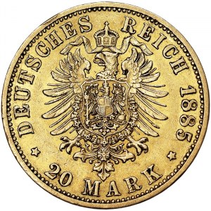 Germany, Wilhelm I, 20 Mark 1885, A Berlin