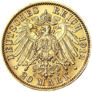 Germany, Wilhelm II, 20 Mark 1912, J Hamburg