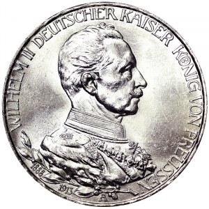 Germany, Wilhelm II, 3 Mark 1913, A Berlin