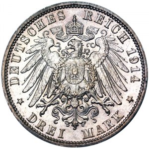 Germany, Wilhelm II, 3 Mark 1914, A Berlin