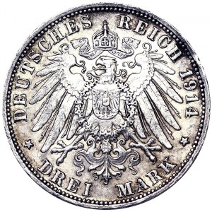 Germany, Wilhelm II, 3 Mark 1914, A Berlin