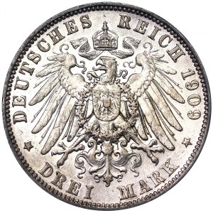 Germany, Friedrich August III, 3 Mark 1909, E Muldenhütten