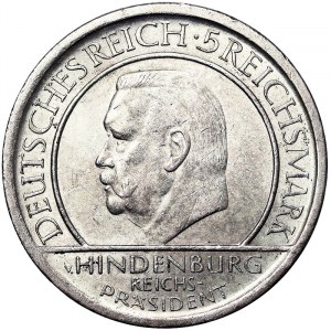 Germany, 5 Reichsmark 1929, F Stuttgart