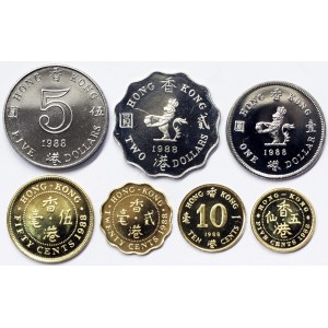 Hong Kong, Lot 7 pcs. 1988