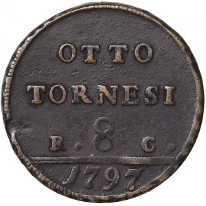 Naples, Ferdinando IV of Borbone 1st Period, 8 Tornesi 1797