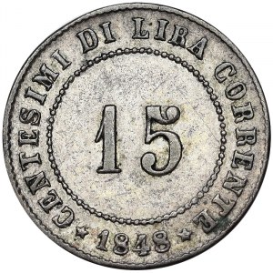 Venice, Provisional Government of Venice, 15 Centesimi 1848