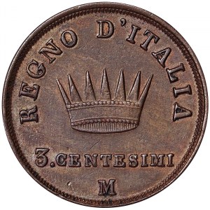 Kingdom of Italy, Napoleon I, 3 Centesimi 1813, Milan