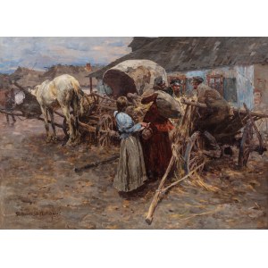 Stanisław Bohusz-Siestrzeńcewicz (1869 Wilno-1927 Warszawa), Rozmowa (Przy wozie, Przed karczmą), 1897 r.