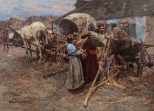 Stanisław Bohusz-Siestrzeńcewicz (1869 Wilno-1927 Warszawa), Rozmowa (Przy wozie, Przed karczmą), 1897 r.