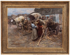Stanisław Bohusz-Siestrzeńcewicz (1869 Wilno-1927 Warszawa), Rozmowa (Przy wozie, Przed karczmą), 1897 r.