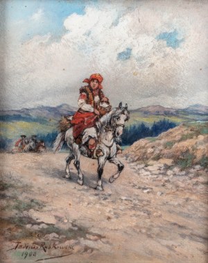Tadeusz Rybkowski (1848 Kielce - 1926 Lwów), Góralka na koniu, 1900 r.