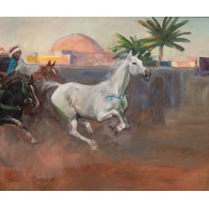 Wojciech Kossak (1856 Paryż - 1942 Kraków), Cwałujący arab