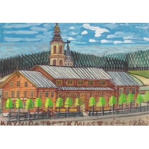 Nikifor Krynicki (1895 Krynica Zdrój - 1968 Folusz), Budynek Teatru Lwowskiego w Krynicy w Krynicy, ok. 2 poł. lat 50-tych XX w.