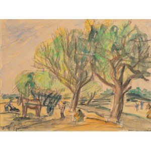 Henryk Epstein (1891 Łódź - 1944 Auschwitz), Pejzaż z wozem