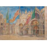 Ignacy Pieńkowski (1877 Dołubów - 1948 Kraków), Widok na Bazylikę św. Marka w Wenecji