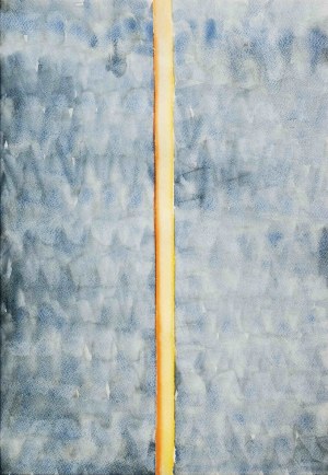 Stefan Gierowski, abstrakcja z żółtą linią, 1990