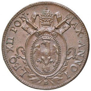 Bologna - Leone XII (1823-1829) Mezzo Baiocco 1824 an. I - D/ LEO XII - PON MAX ANNO I, stemma ovale...