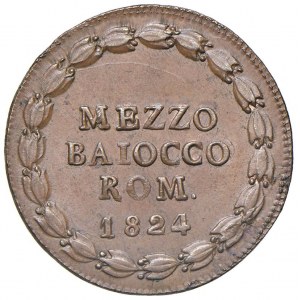 Bologna - Leone XII (1823-1829) Mezzo Baiocco 1824 an. I - D/ LEO XII - PON MAX ANNO I, stemma ovale...