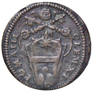 Gubbio - Clemente XI (1700-1721) Quattrino an. III - D/ CLEM XI - PO M A III, stemma ovale a punta s...
